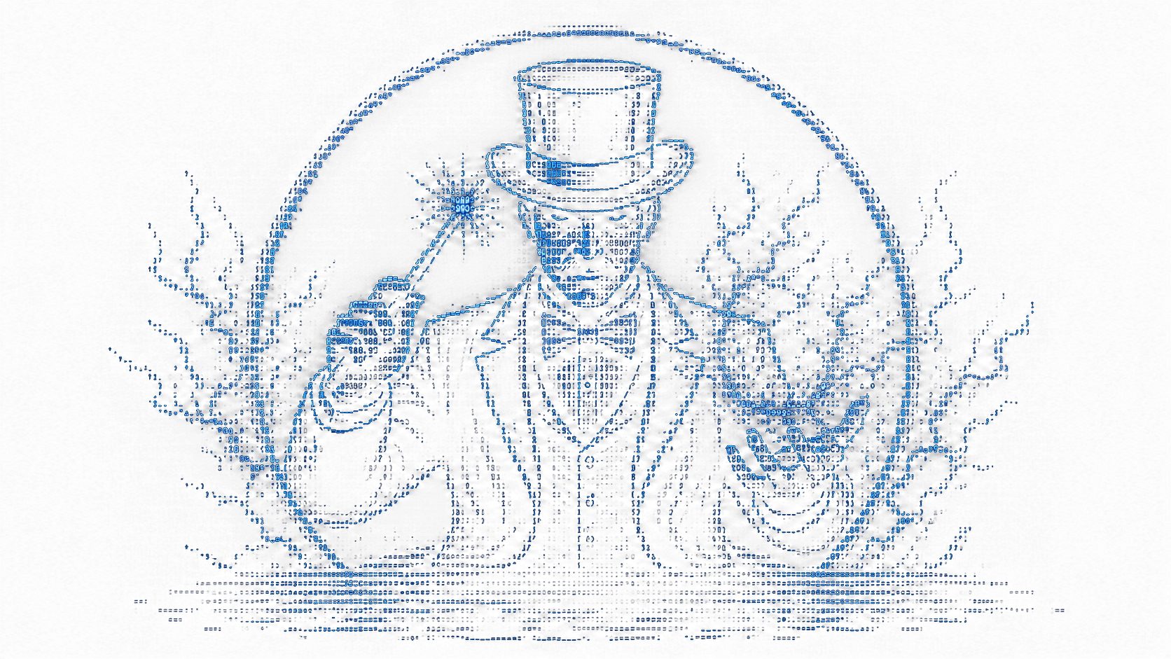 The magician rendered in terminal characters